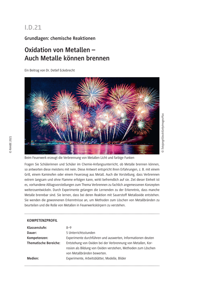 Oxidation von Metallen