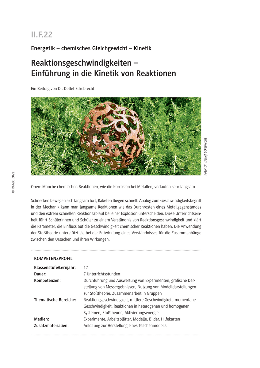 Reaktionsgeschwindigkeiten