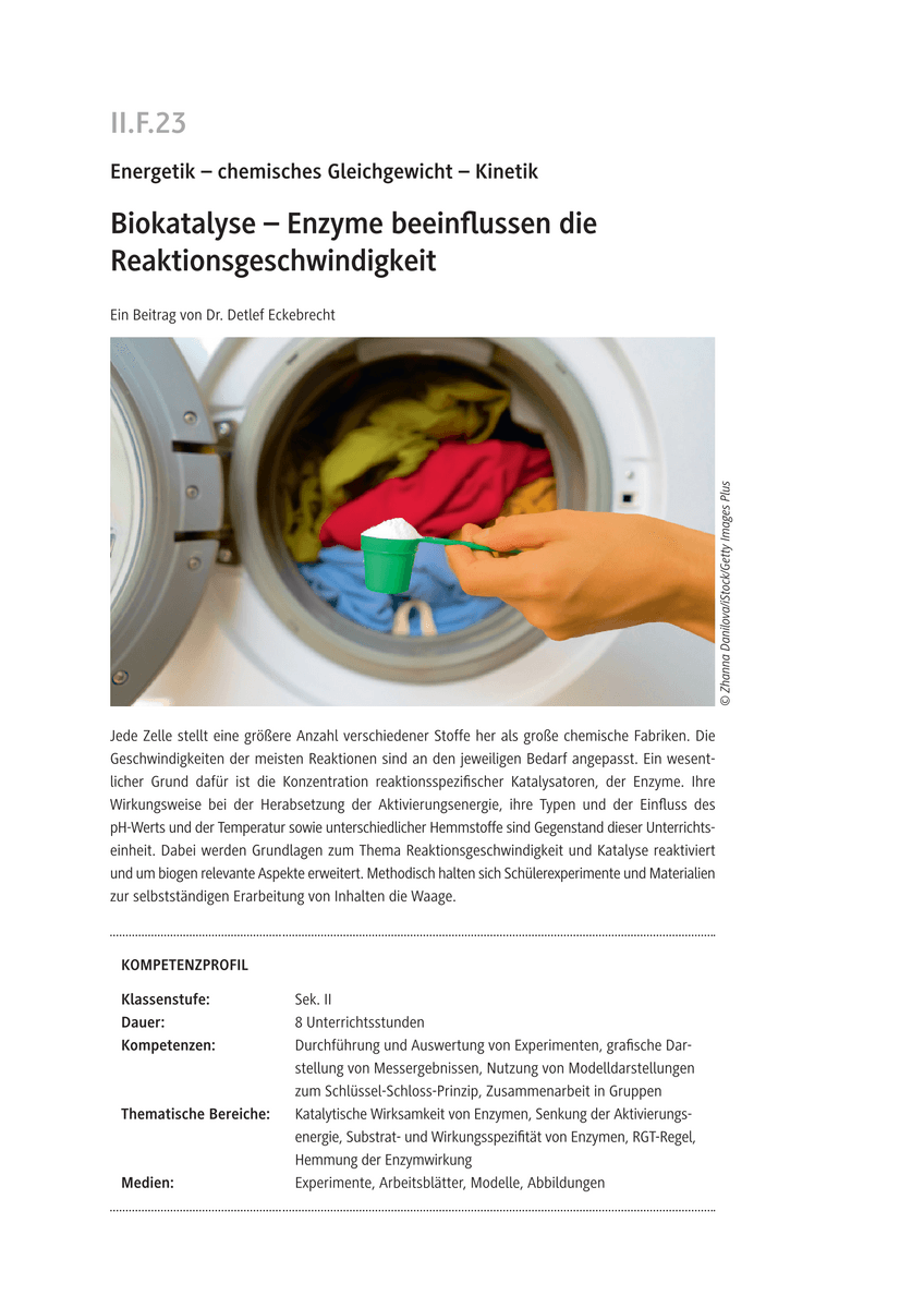 Biokatalyse – Enzyme beeinflussen die Reaktionsgeschwindigkeit