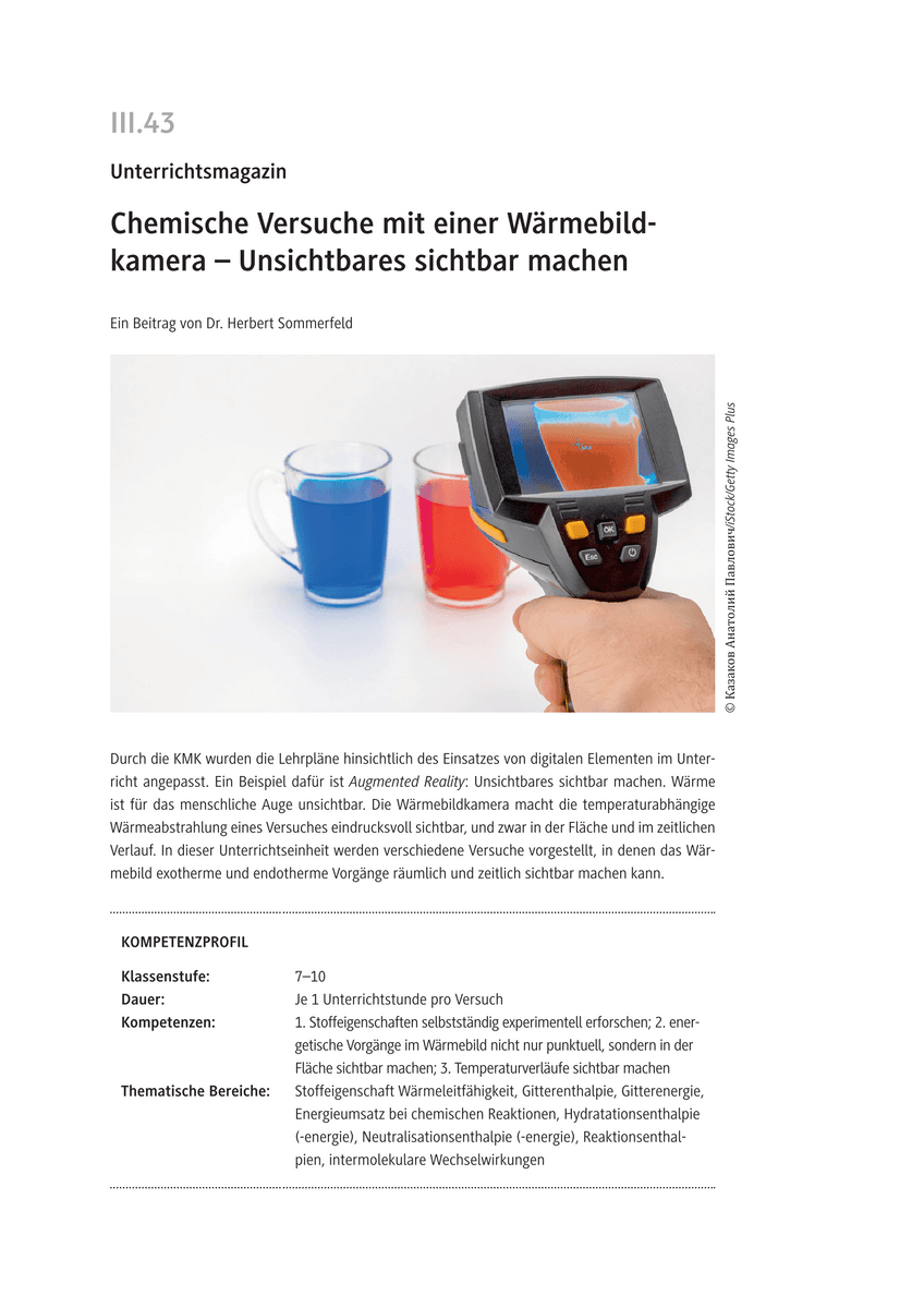 Chemische Versuche mit einer Wärmebildkamera
