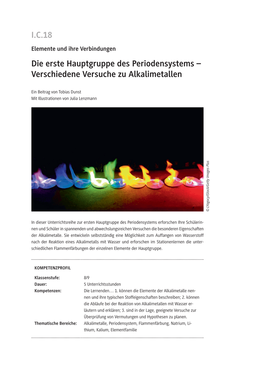 Die erste Hauptgruppe des Periodensystems