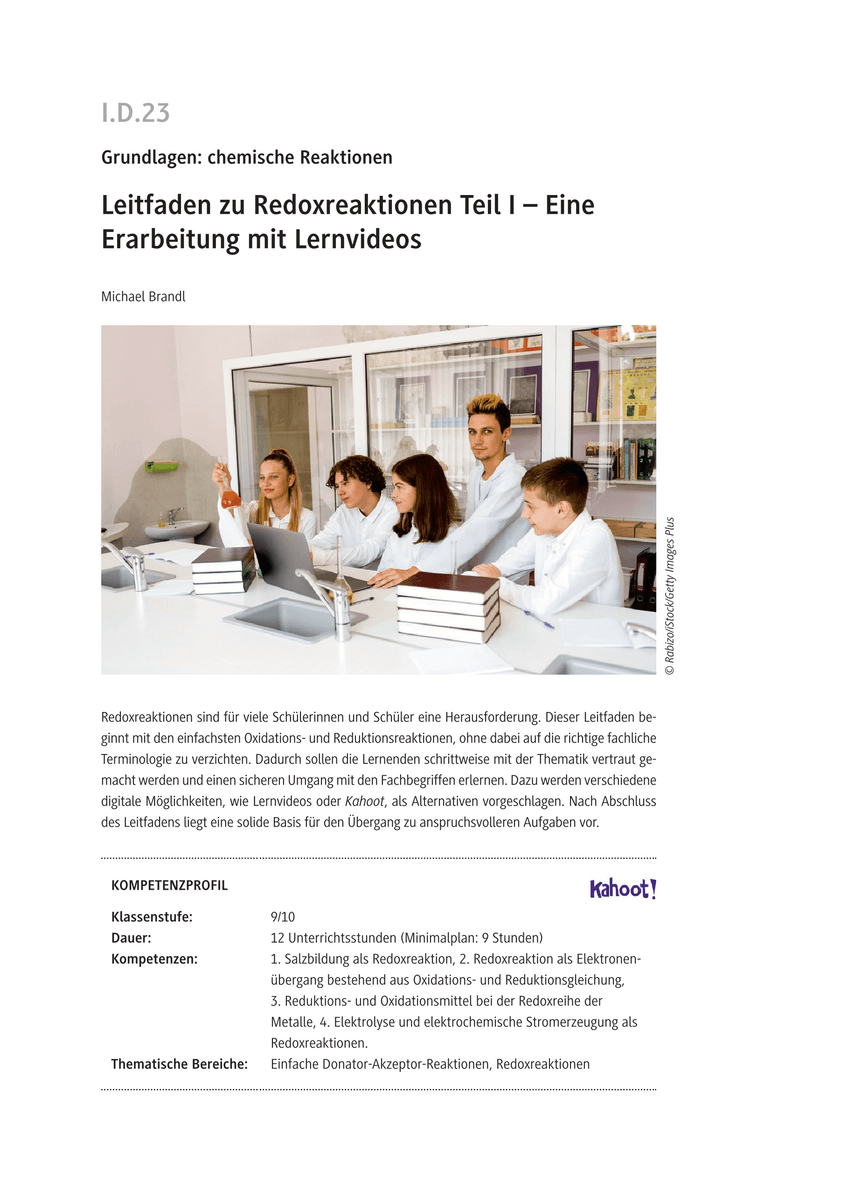 Leitfaden zu Redoxreaktionen Teil I