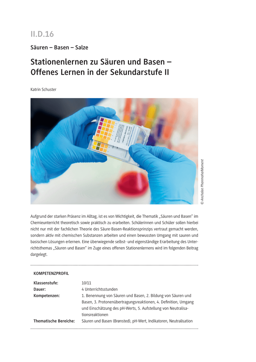 Stationenlernen zu Säuren und Basen