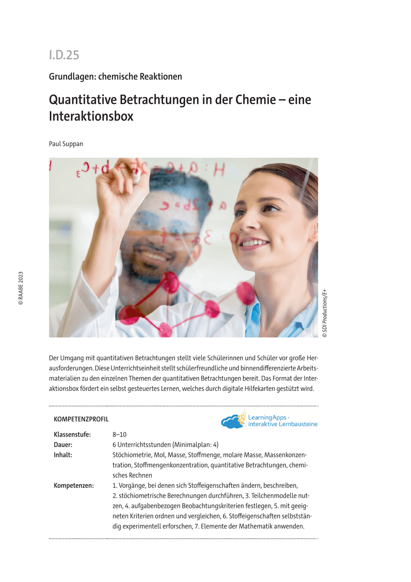 Quantitative Betrachtungen in der Chemie