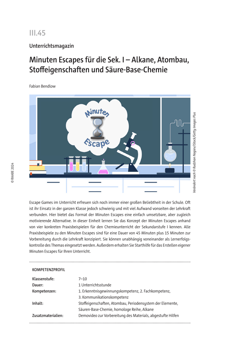 Minuten Escapes für die Sek. I