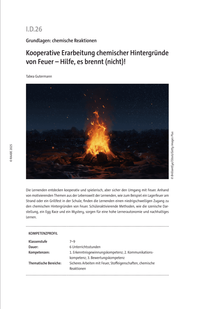 Kooperative Erarbeitung chemischer Hintergründe von Feuer