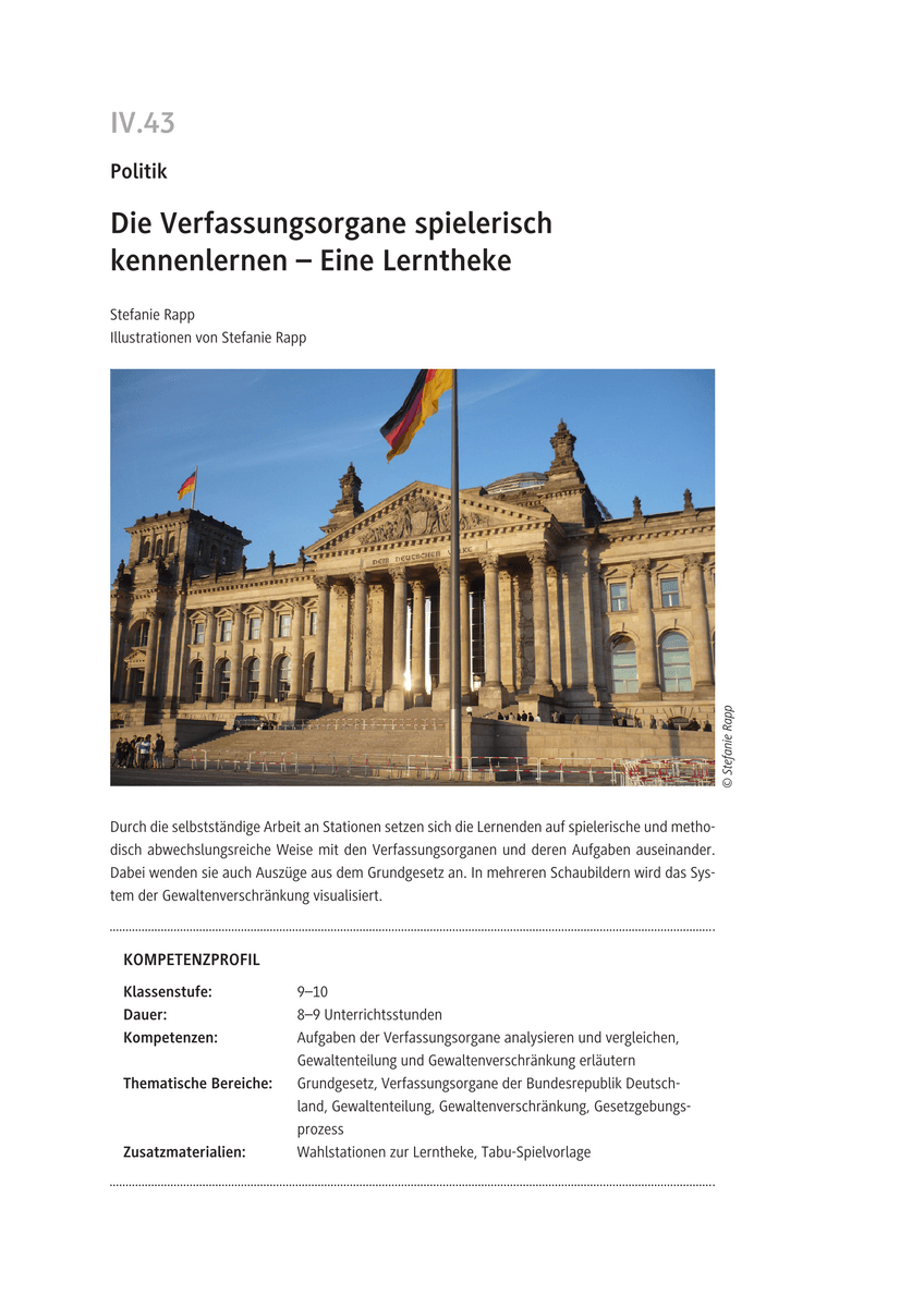 Die Verfassungsorgane spielerisch kennenlernen