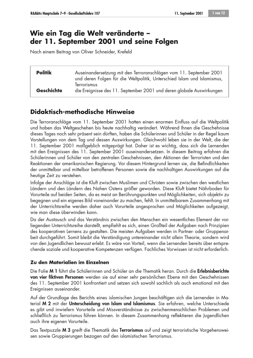 Wie ein Tag die Welt veränderte