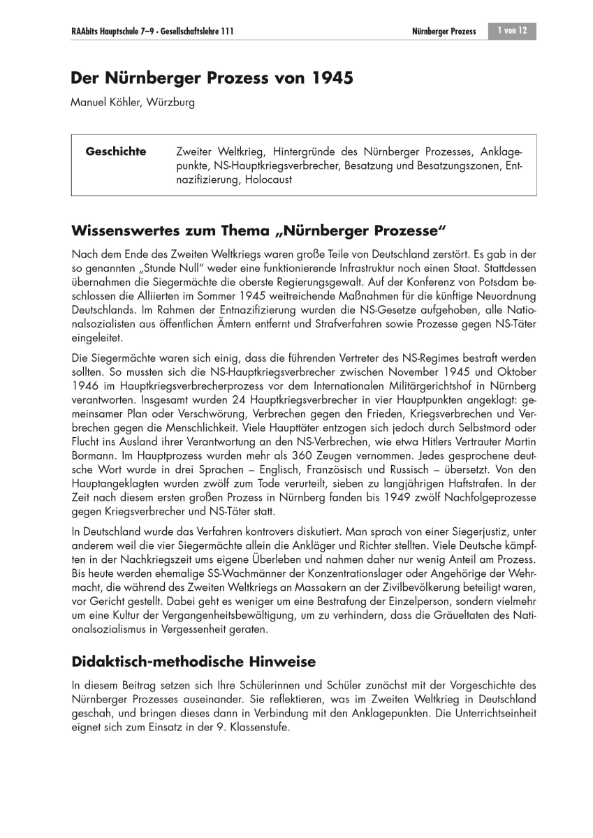Der Nürnberger Prozess von 1945