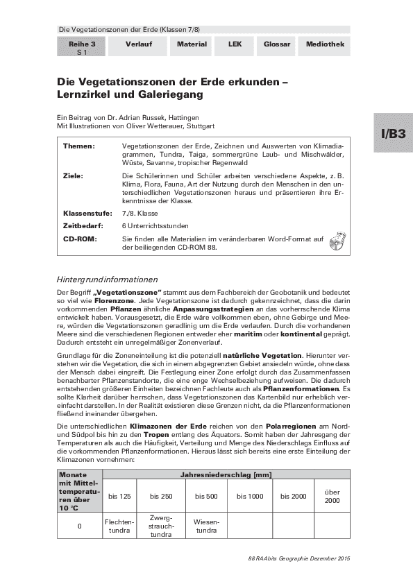 Die Vegetationszonen der Erde erkunden