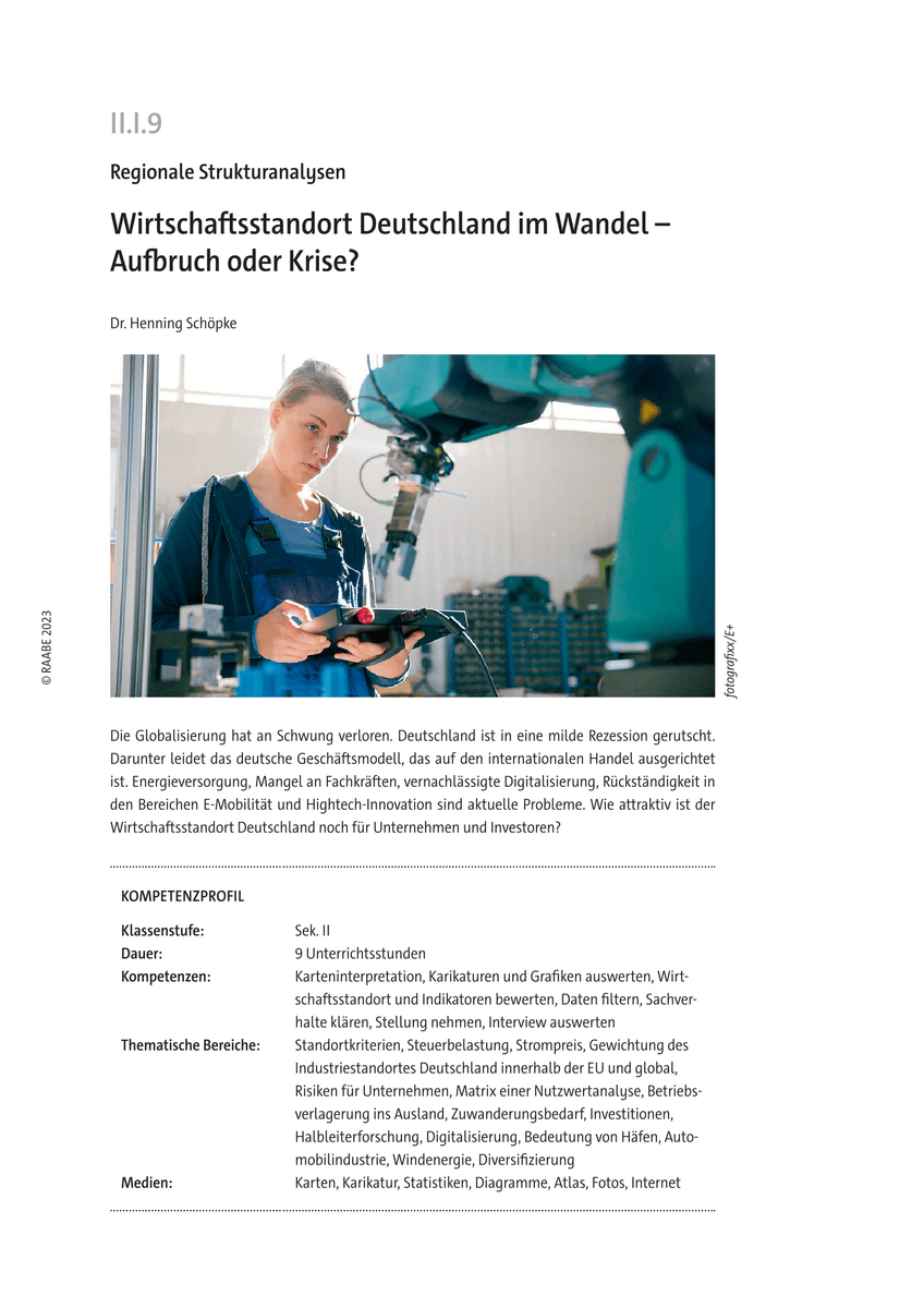 Wirtschaftsstandort Deutschland im Wandel
