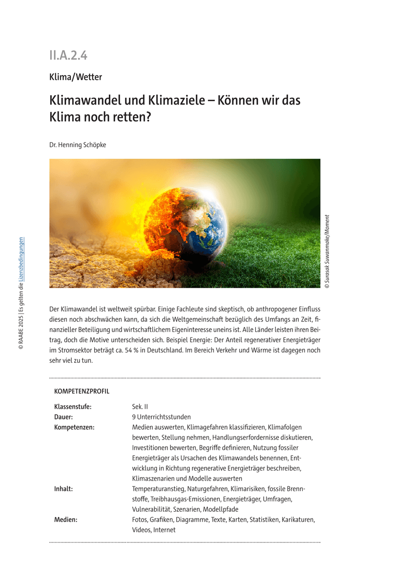 Klimawandel und Klimaziele