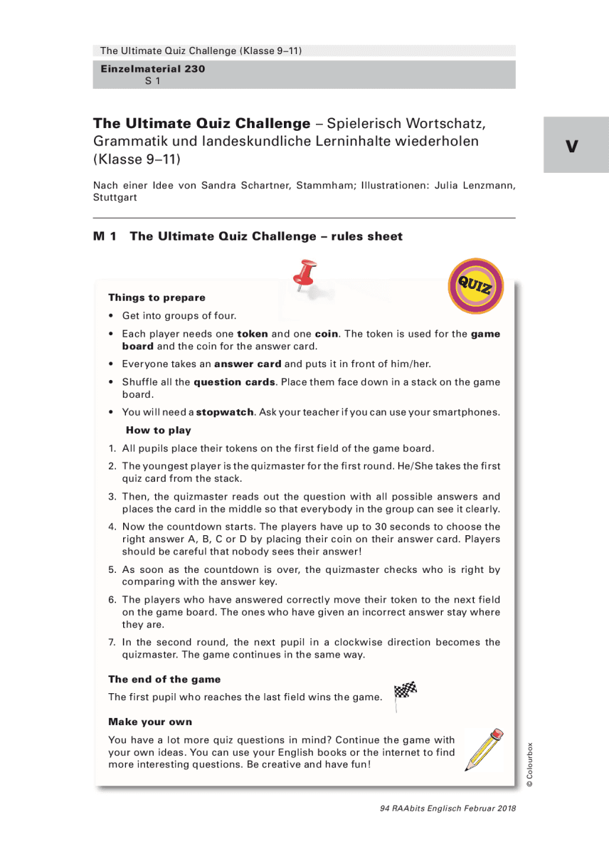 Spielerisch Wortschatz, Grammatik und landeskundliche Lerninhalte wiederholen