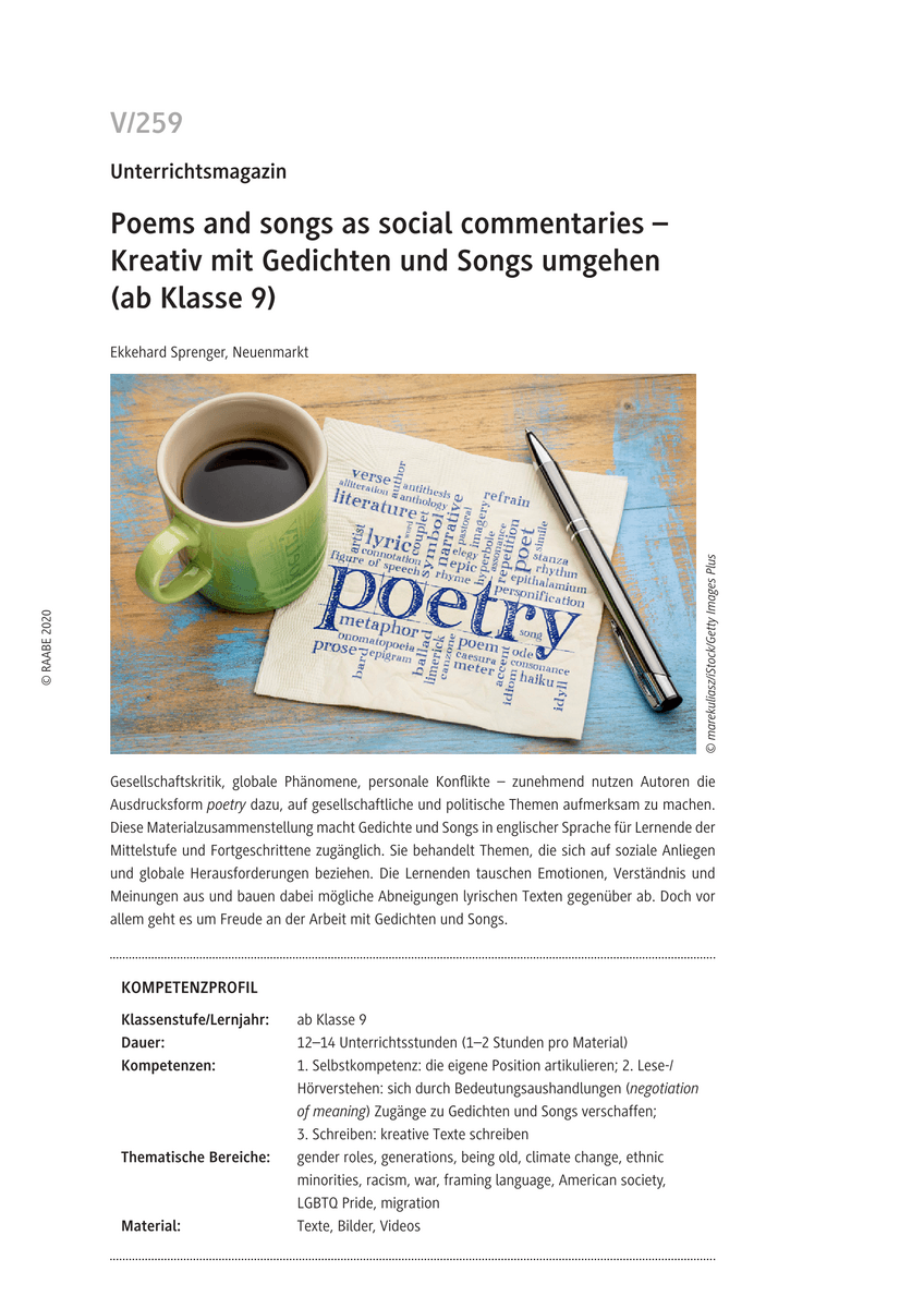 Poems and songs as social commentaries