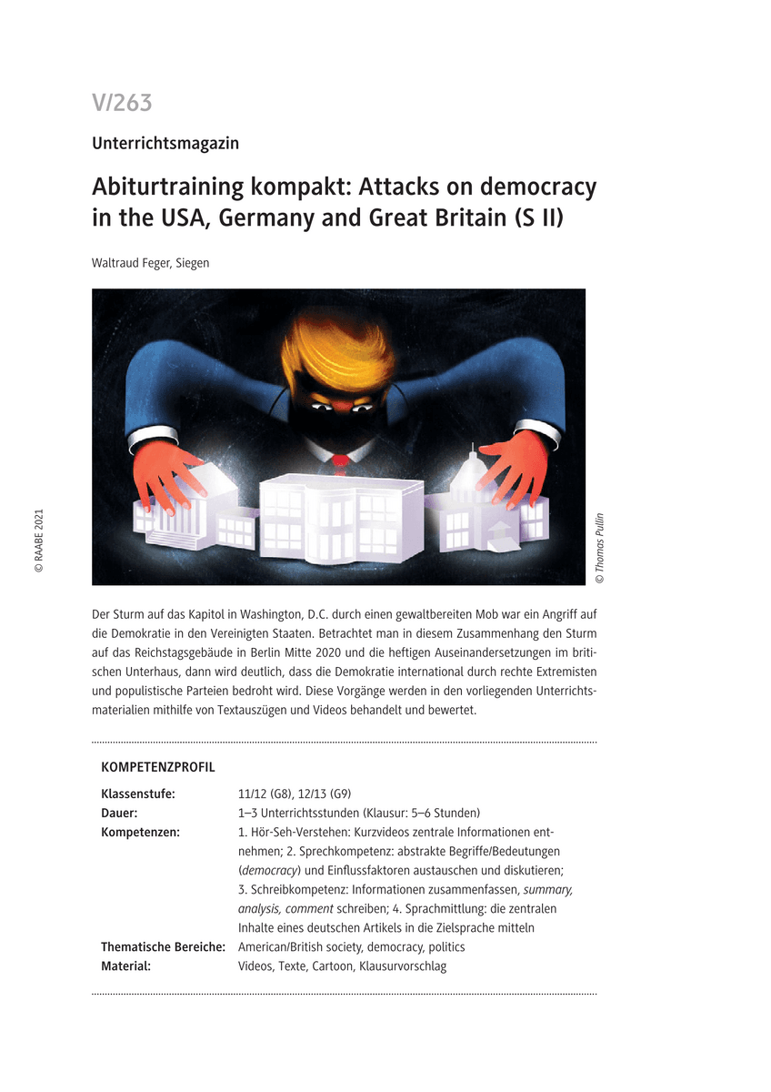 Abiturtraining kompakt: Attacks on democracy in the USA, Germany and Great Britain