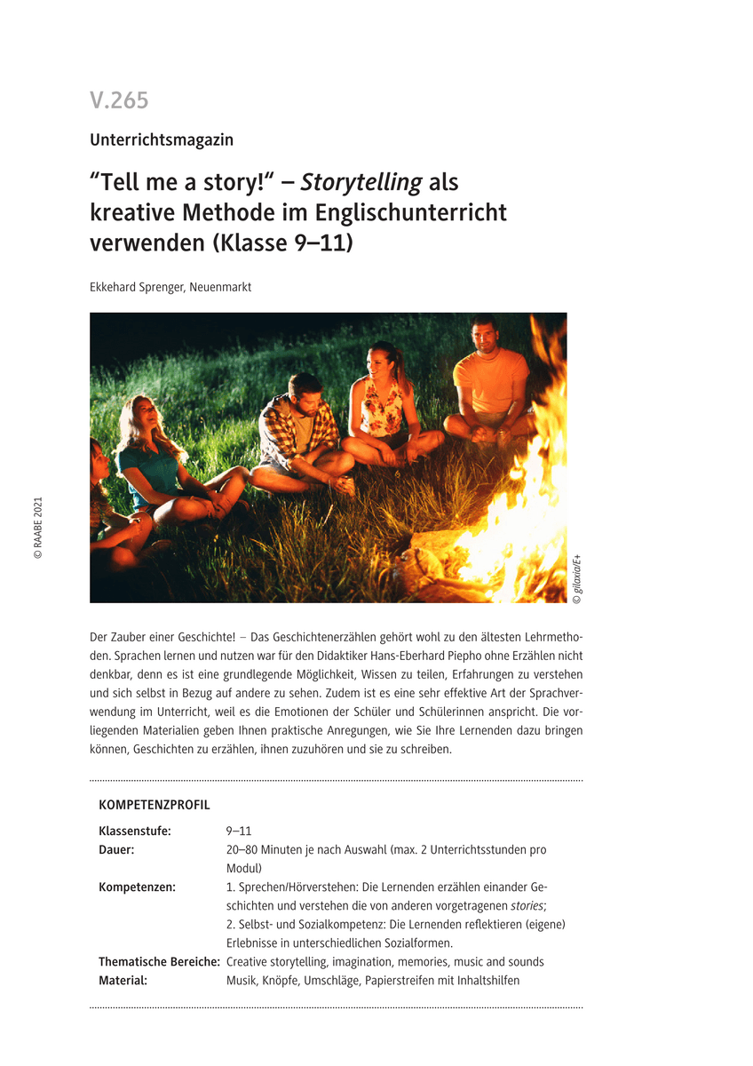„Storytelling“ als kreative Methode im Englischunterricht verwenden