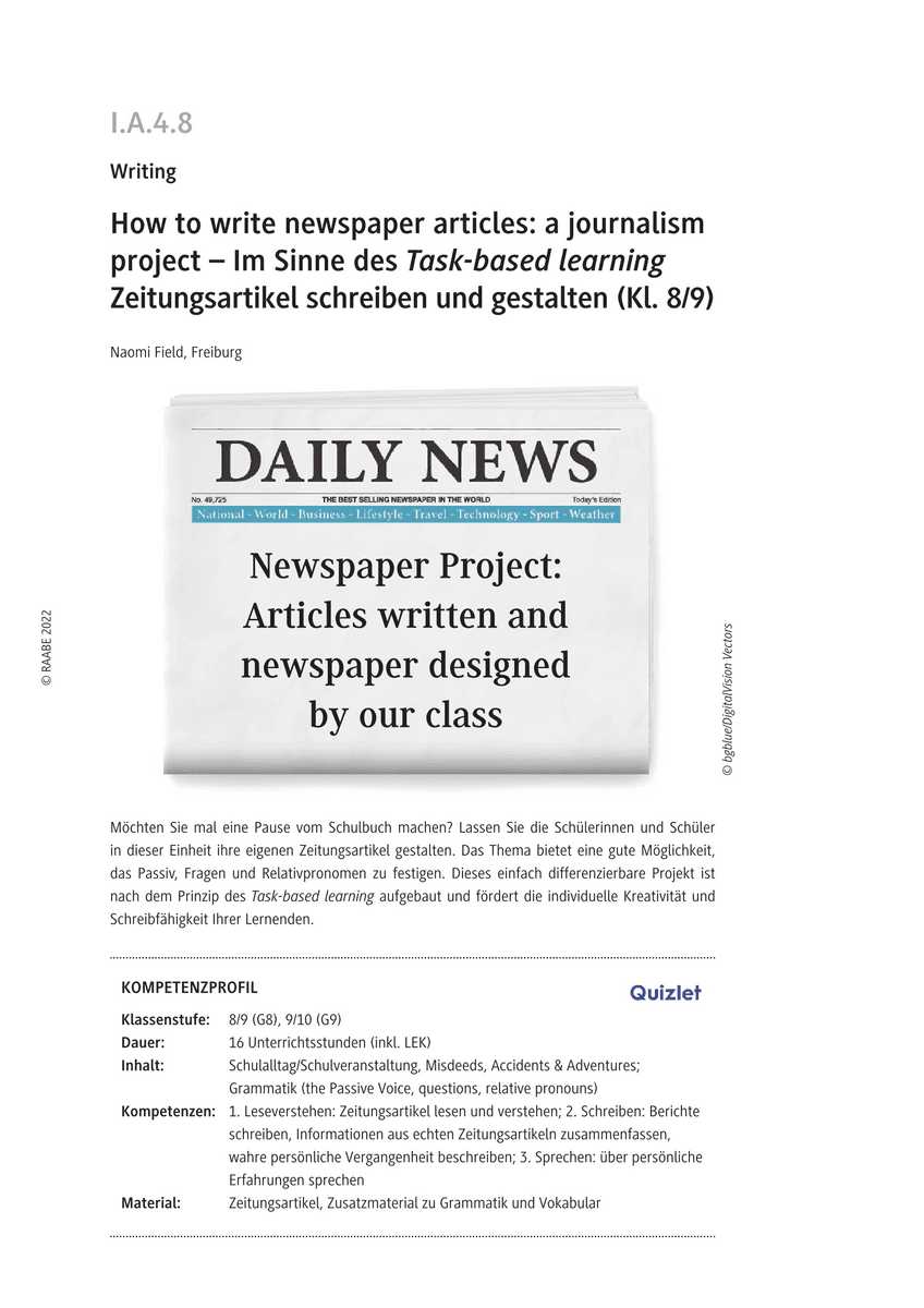 How to write newspaper articles: a journalism project