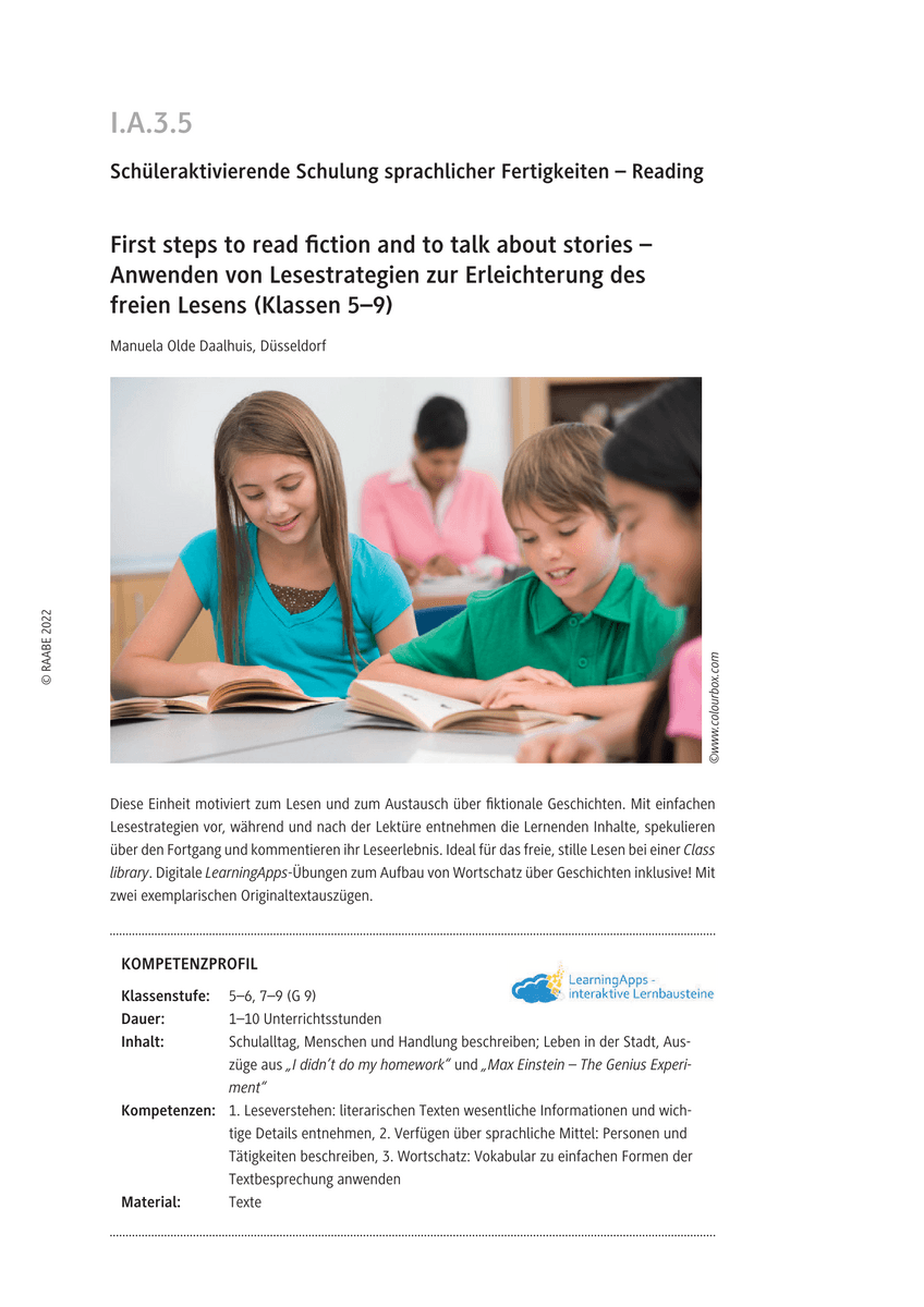 First steps to read fiction and to talk about stories
