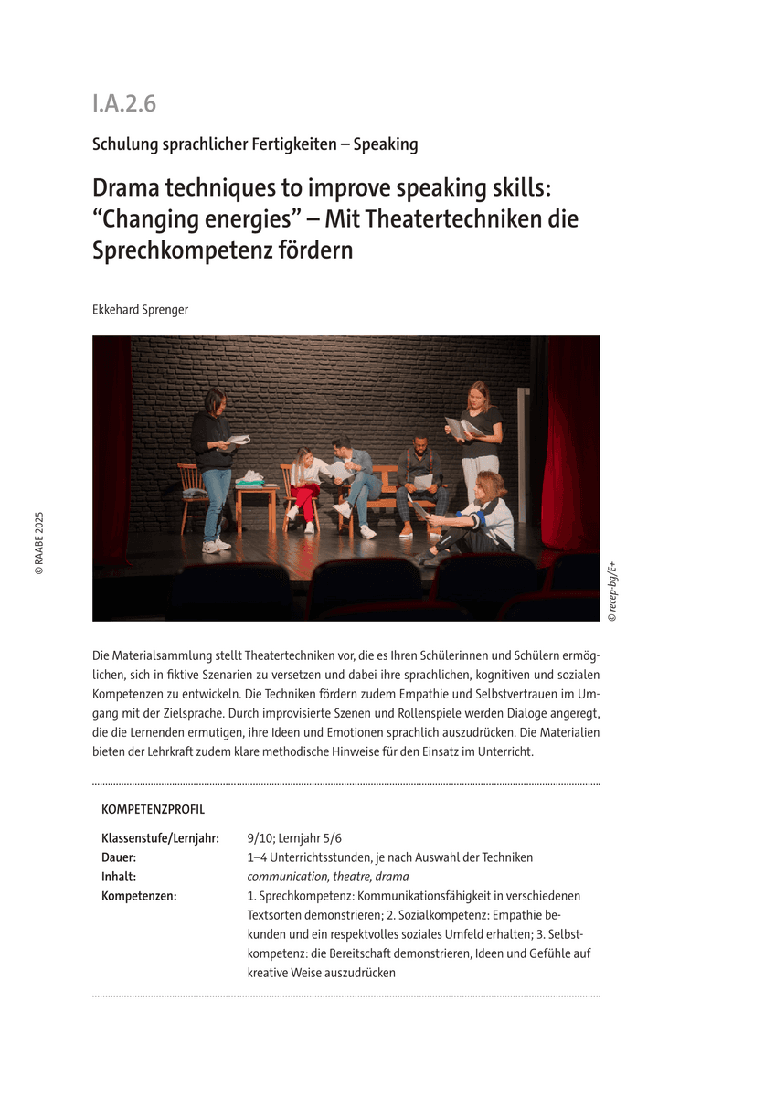 Drama techniques to improve speaking skills: “Changing energies”