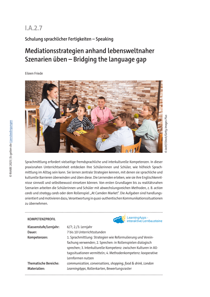 Mediationsstrategien anhand lebensweltnaher Szenarien üben