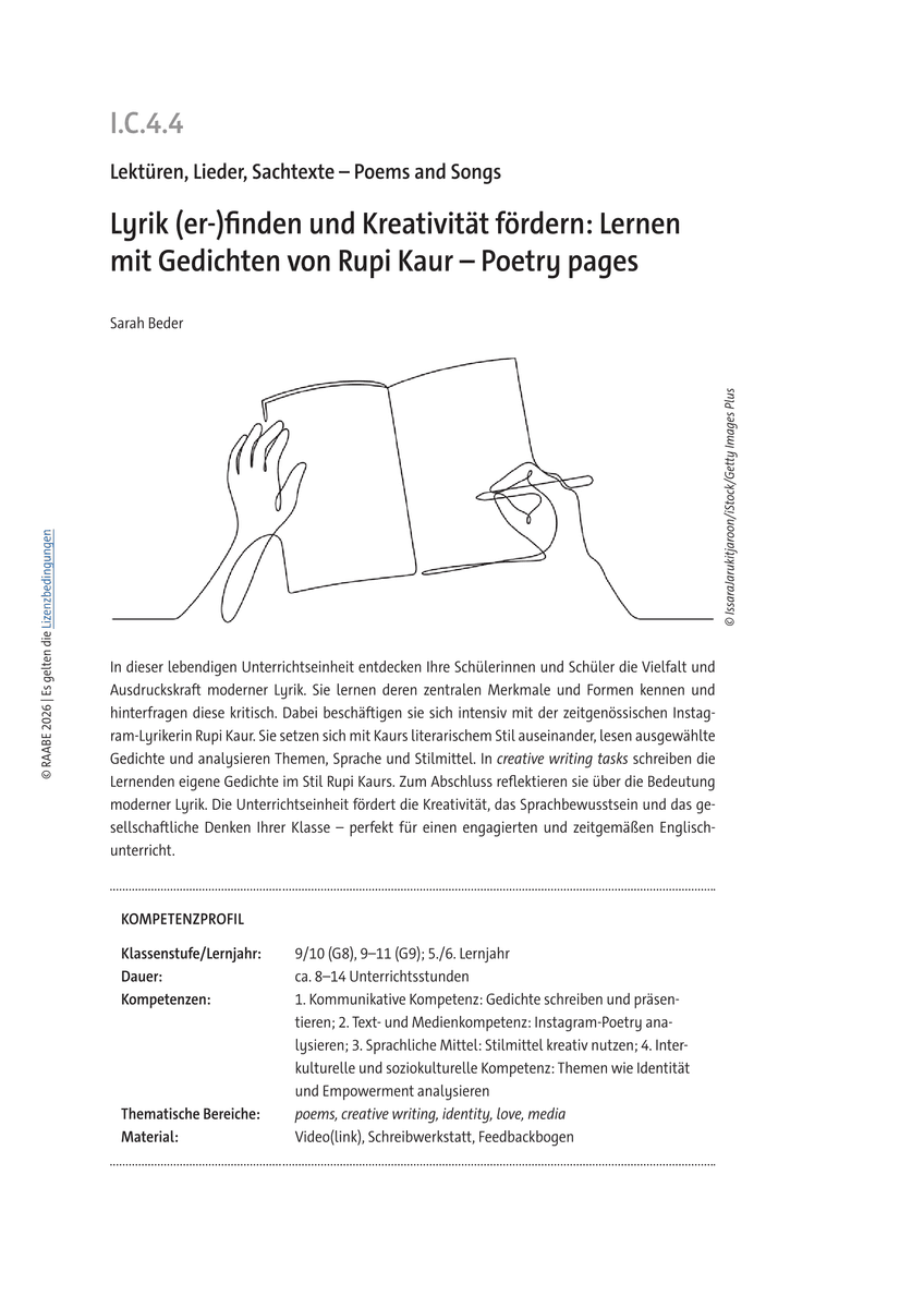 Lyrik (er-)finden und Kreativität fördern: Lernen mit Gedichten von Rupi Kaur