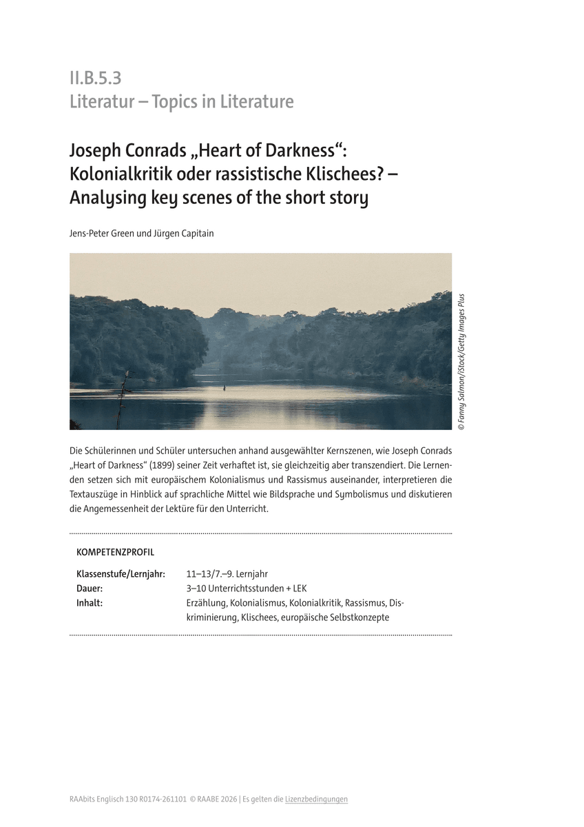 Joseph Conrads „Heart of Darkness“: Kolonialkritik oder rassistische Klischees?