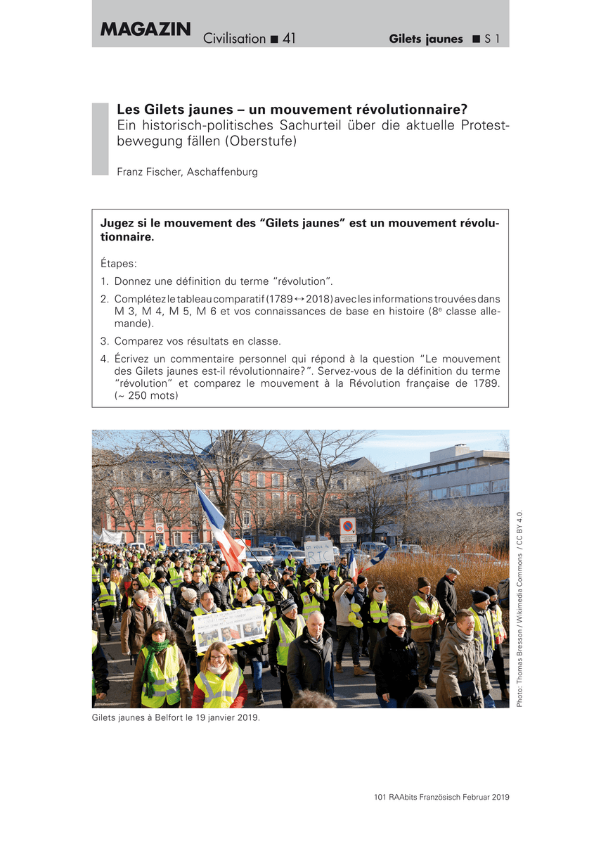 Les Gilets jaunes – un mouvement révolutionnaire?