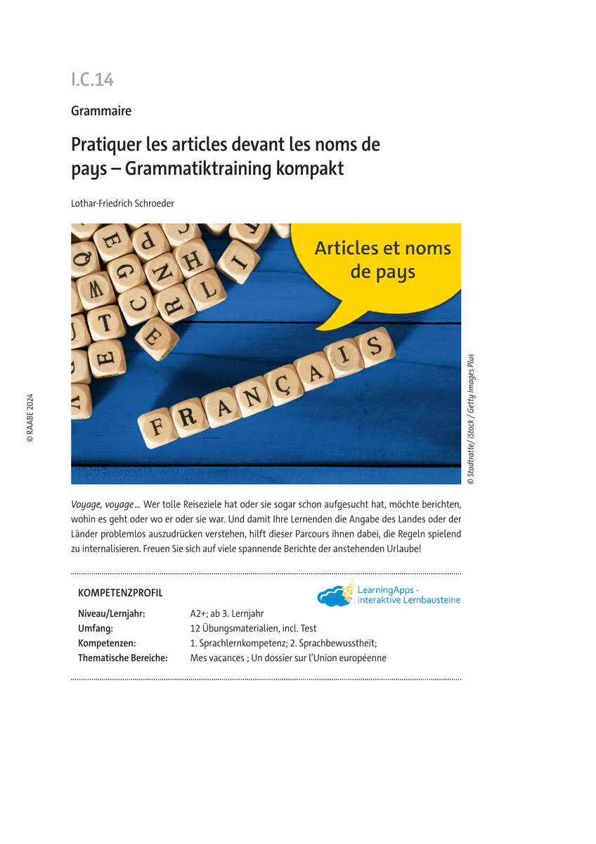 Pratiquer les articles devant les noms de pays