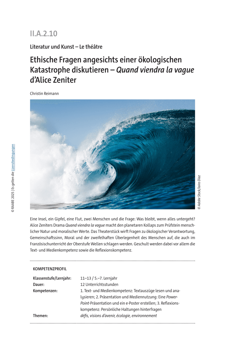 Ethische Fragen angesichts einer ökologischen Katastrophe diskutieren