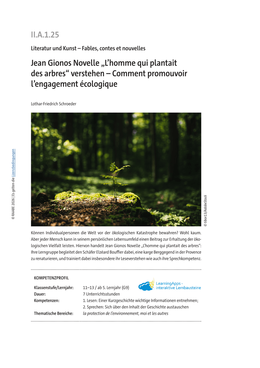Jean Gionos Novelle „L’homme qui plantait des arbres“ verstehen