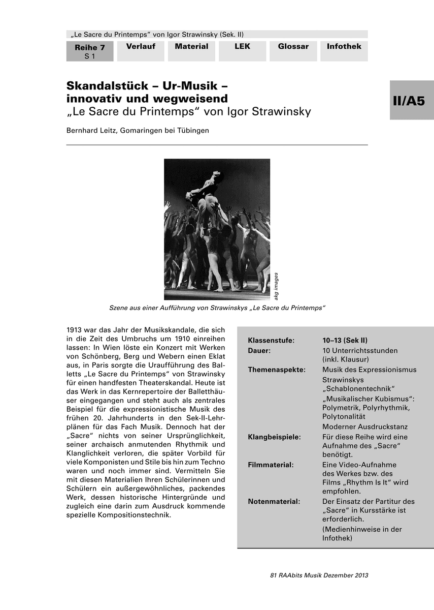 „Le Sacre du Printemps“ von Igor Strawinsky