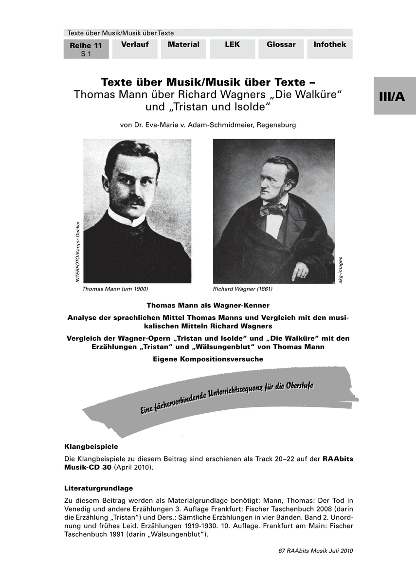 Thomas Mann über Richard Wagners „Die Walküre“ und „Tristan und Isolde“