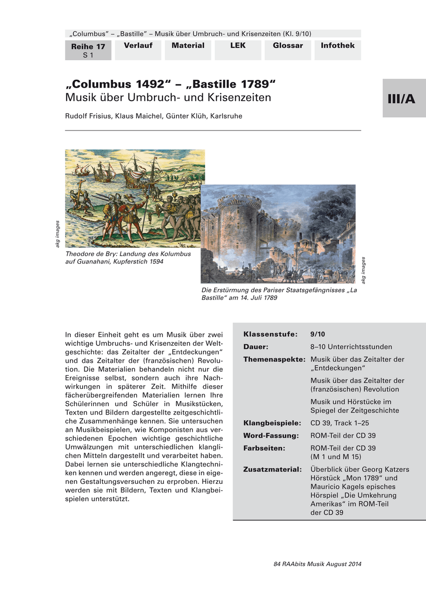 „Columbus 1492“ – „Bastille 1789“