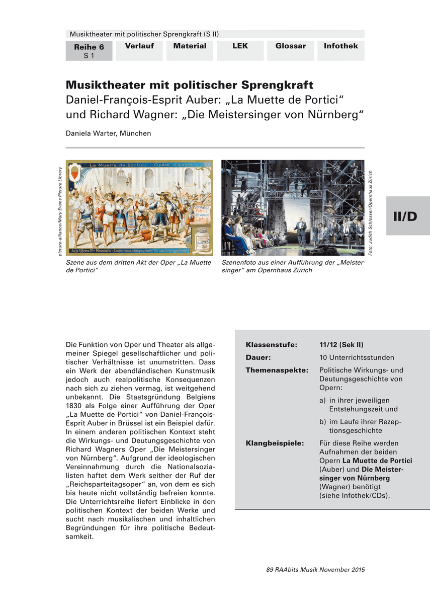 Daniel-François-Esprit Auber: „La Muette de Portici“ und Richard Wagner: „Die Meistersinger von Nürnberg“