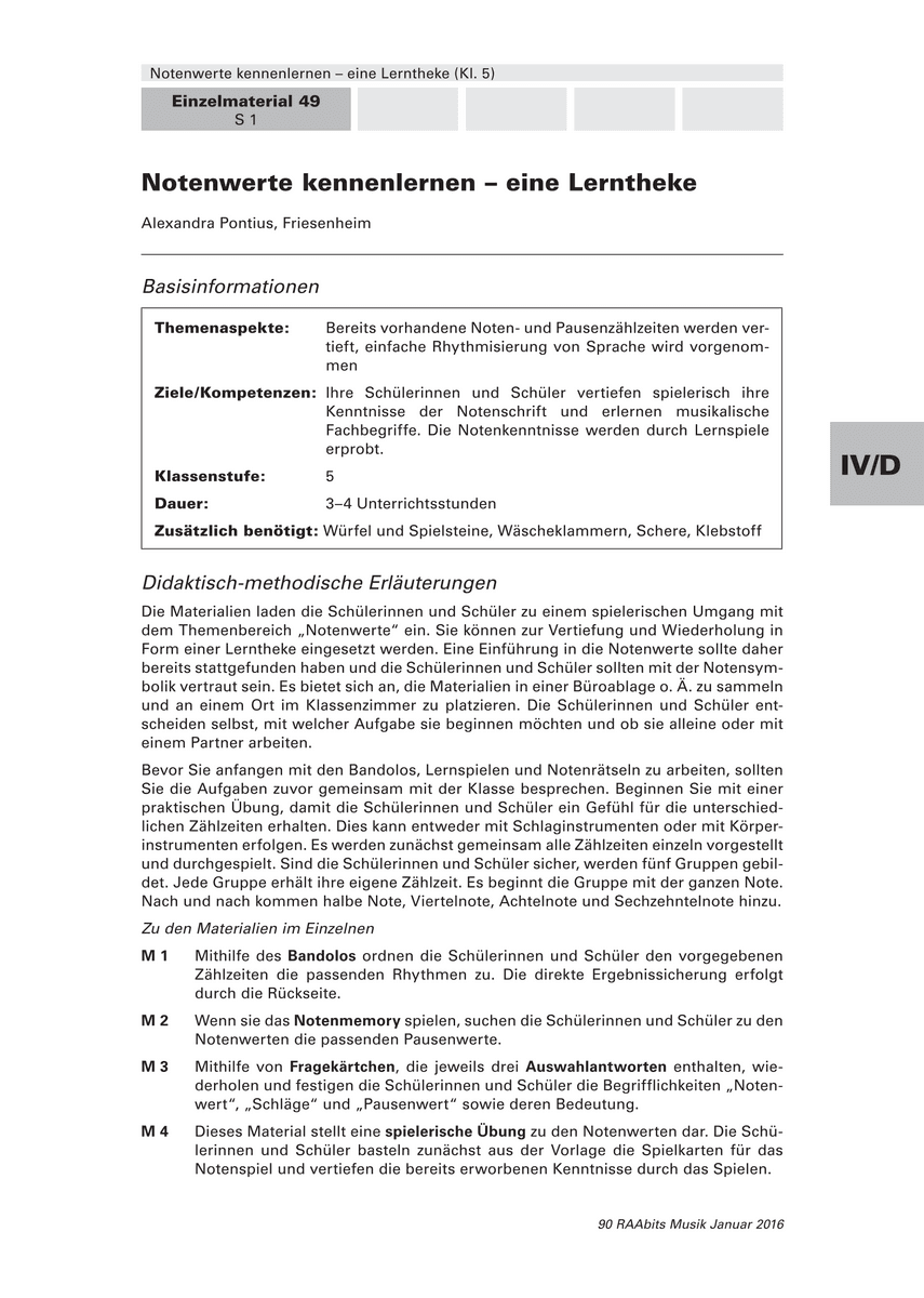 Notenwerte kennenlernen
