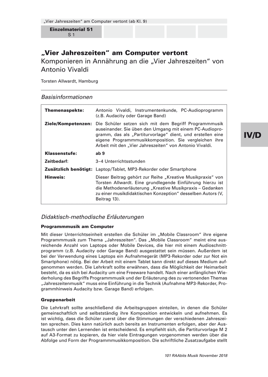 „Vier Jahreszeiten“ am Computer vertont