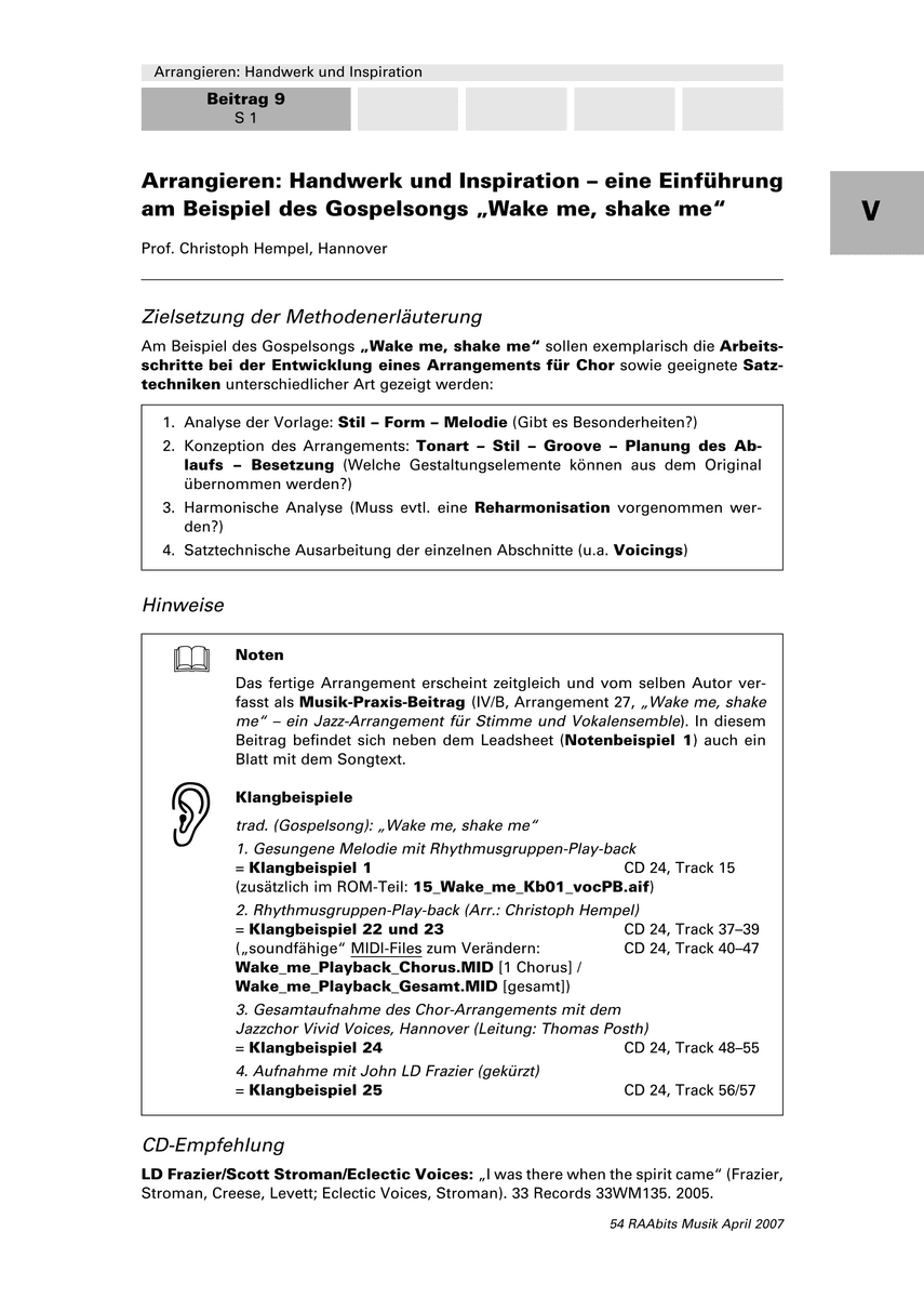 Arrangieren: Handwerk und Inspiration