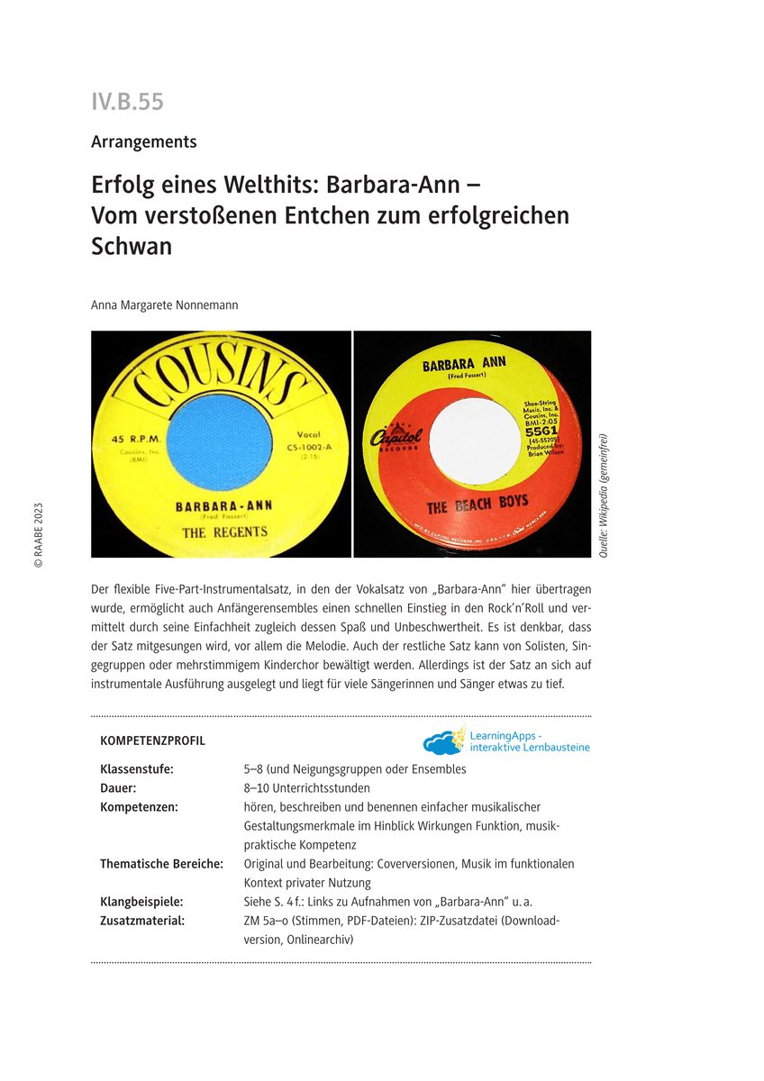 Erfolg eines Welthits: „Barbara-Ann“