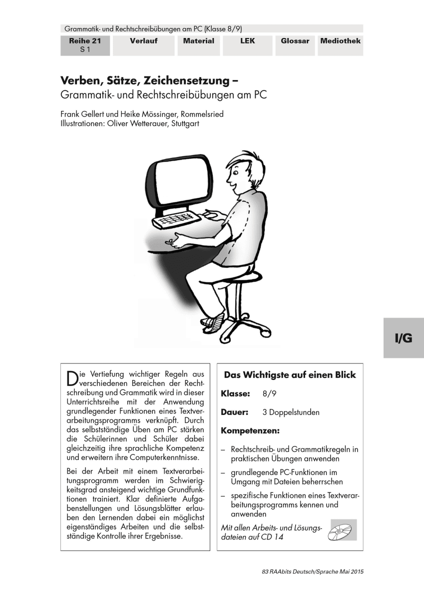Grammatik- und Rechtschreibübungen am PC