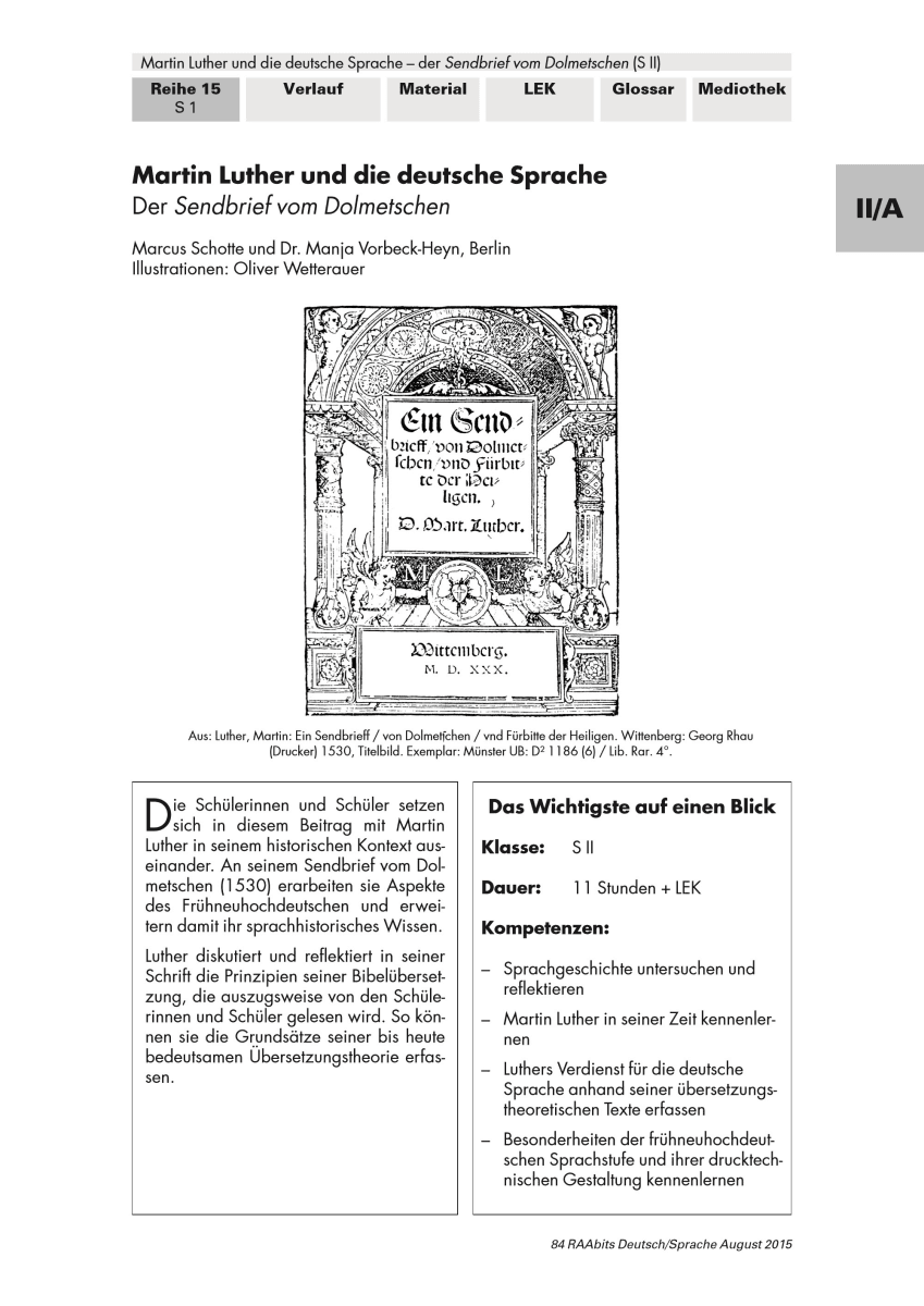 Martin Luther und die deutsche Sprache