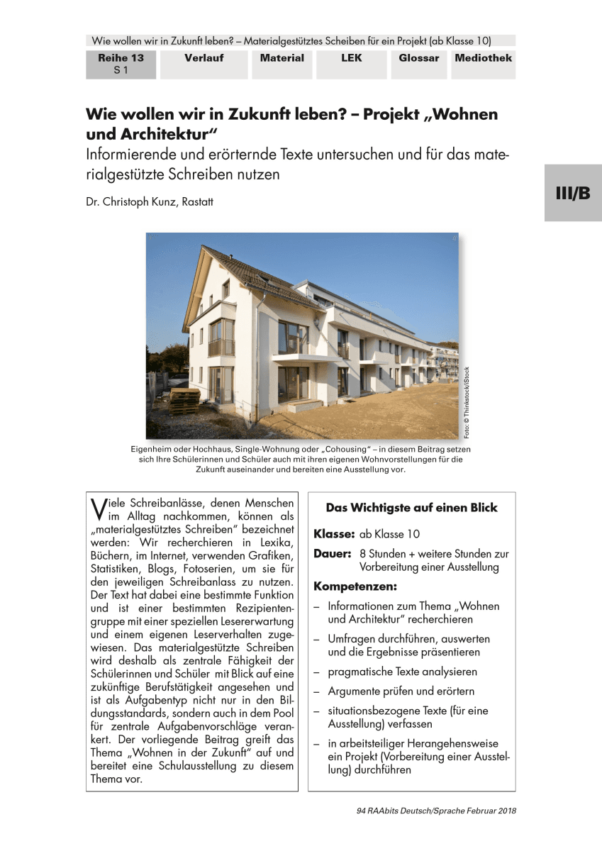Wie wollen wir in Zukunft leben? - Projekt "Wohnen und Architektur"