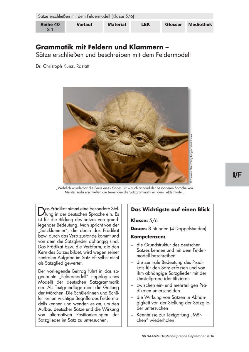 Grammatik mit Feldern und Klammern