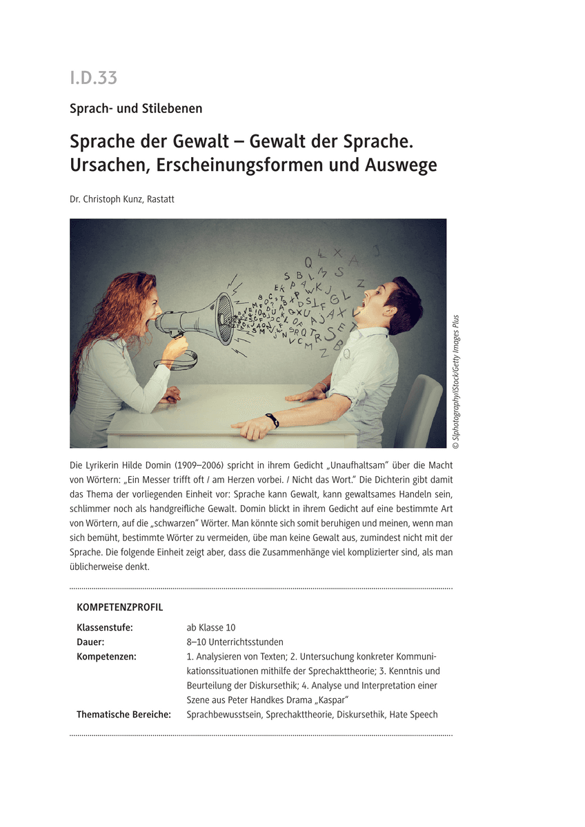 Sprache der Gewalt - Gewalt der Sprache