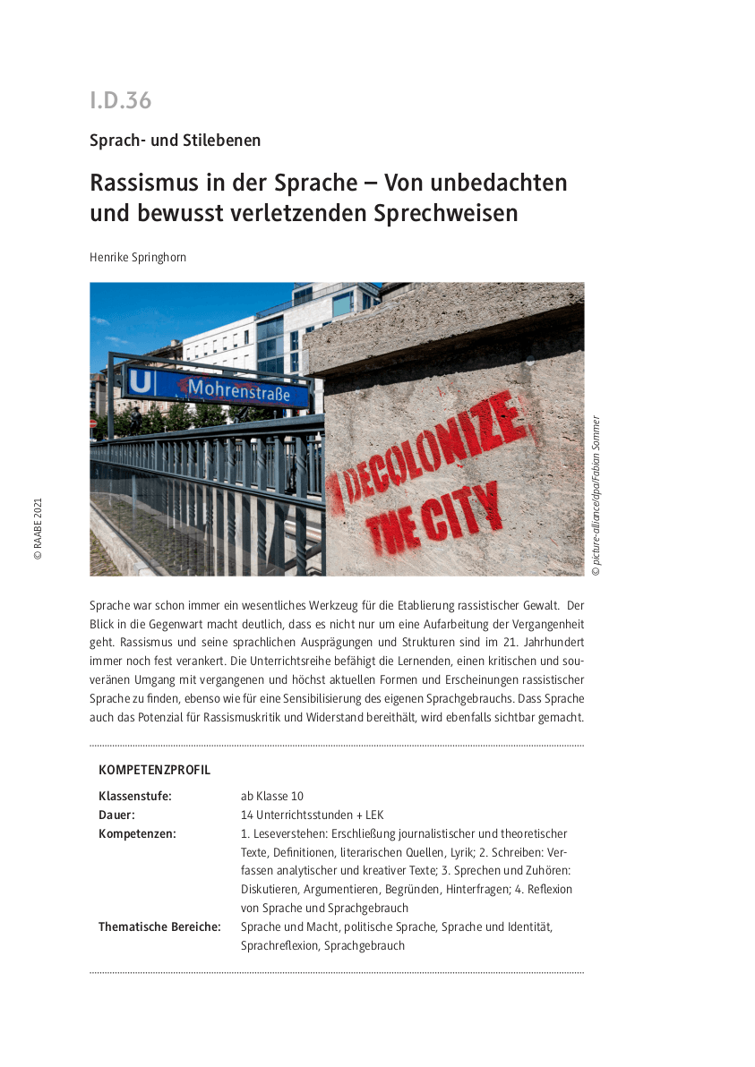 Rassismus in der Sprache
