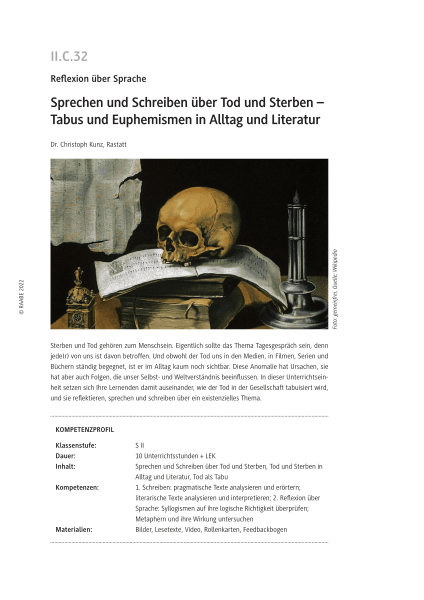 Sprechen und Schreiben über Tod und Sterben
