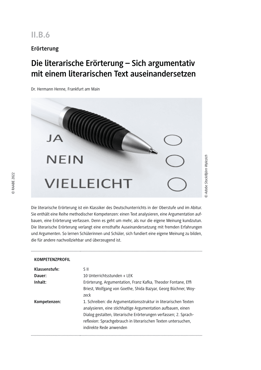 Die literarische Erörterung