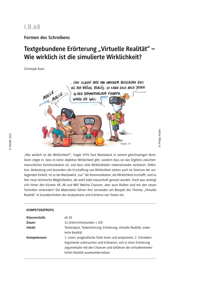 Textgebundene Erörterung "Virtuelle Realität"