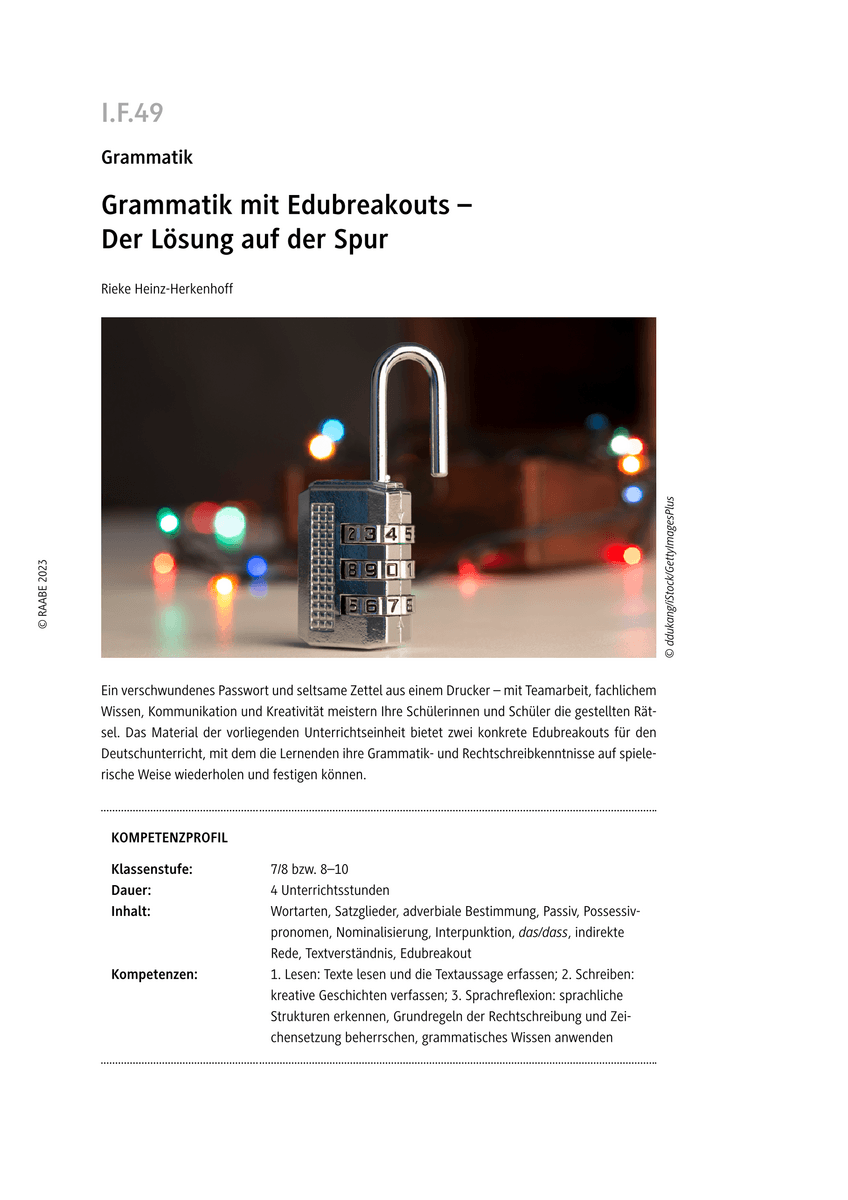 Grammatik mit Edubreakouts