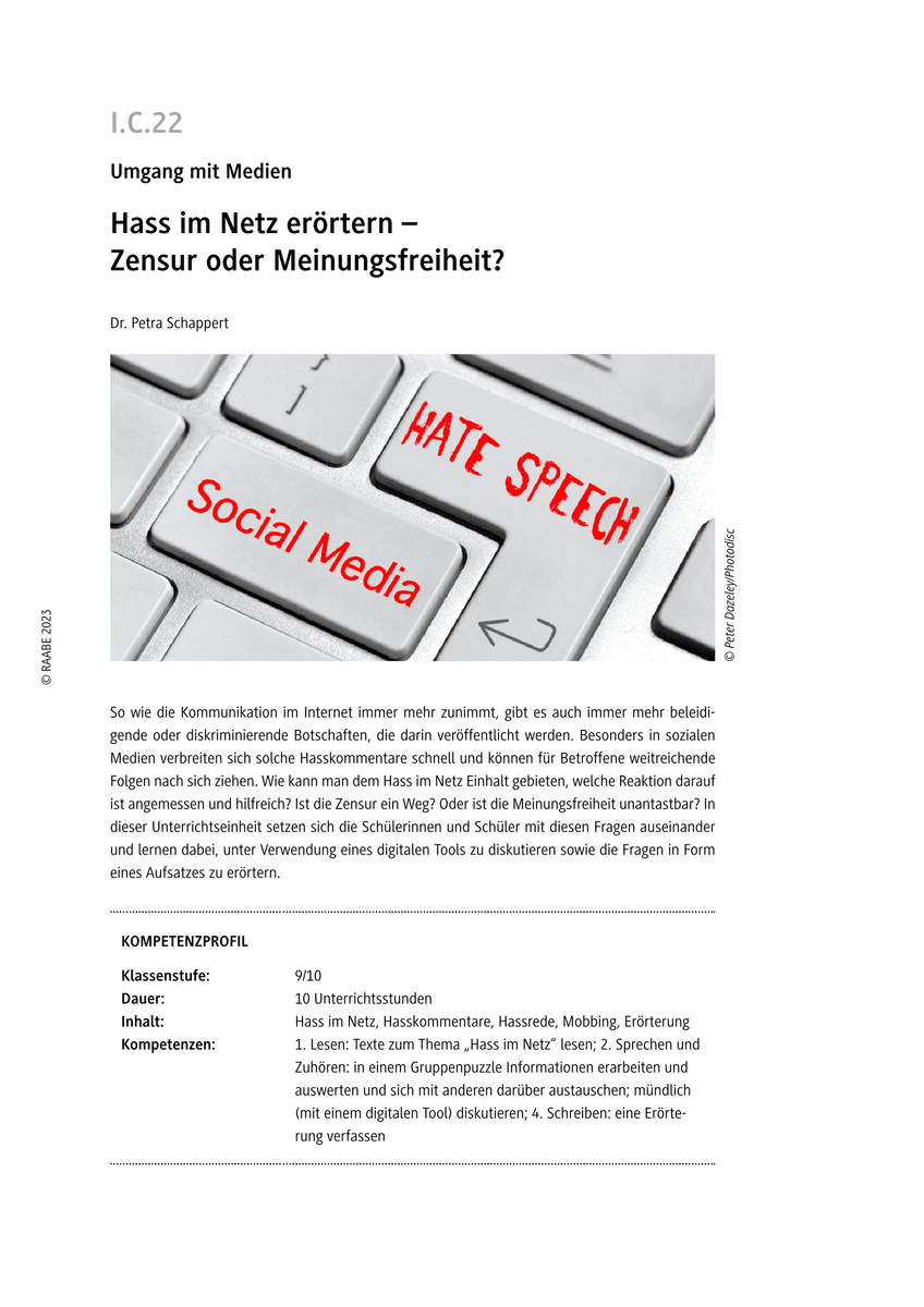 Hass im Netz erörtern