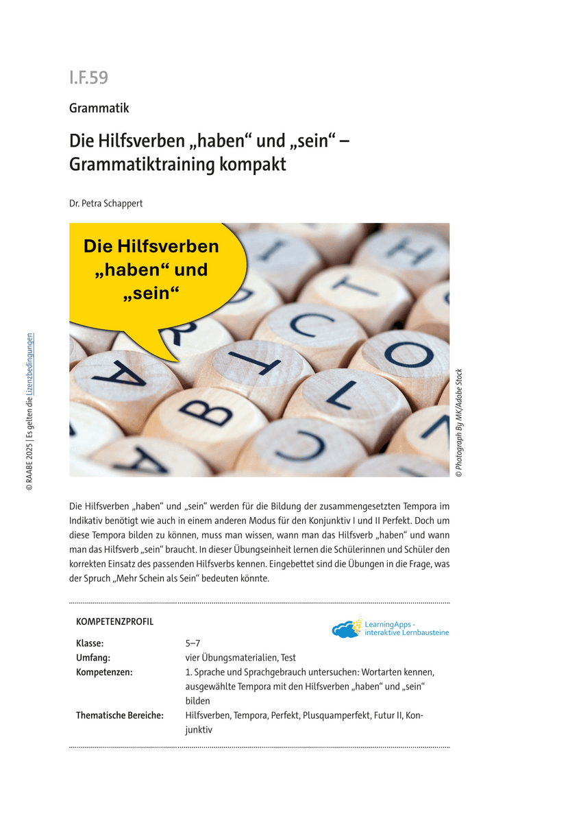 Grammatiktraining kompakt: Die Hilfsverben „haben“ und „sein“